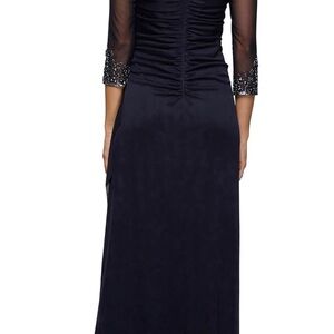 Alex Evenings Navy Long Sleeve Dress